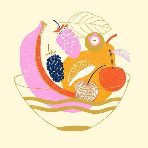 Marisol Ortega (@marisol.ortega) • Instagram photos and videos Fruit Bowl Art, Marisol Ortega, Jam Packaging, I Am A Woman, Bowl Art, Food Artists, A Gentle Reminder, Sorry For The Inconvenience, Illustration Food