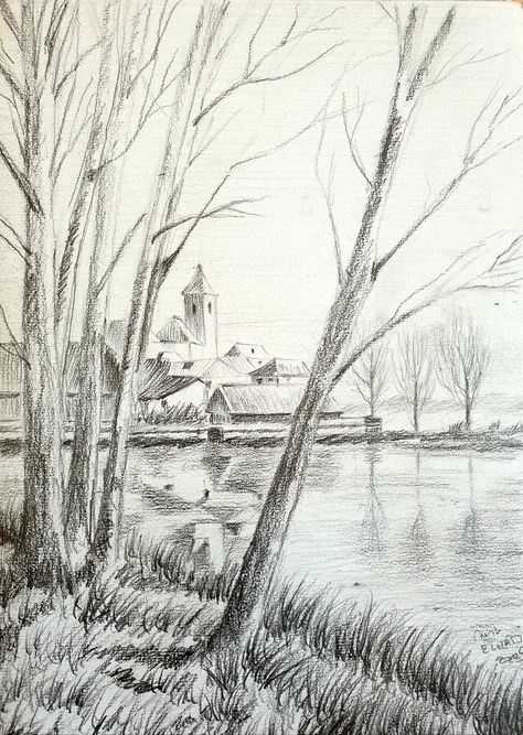 Study - Drawing in pencil Study Drawing, At The Lake, Pencil Drawings, Pencil, Lake, Drawings