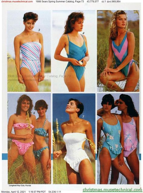 1986 Sears Spring Summer Catalog, Page 73 - Christmas Catalogs & Holiday Wishbooks 80s Summer Catalog, 1980s Swimwear, 80s Summer Fashion, 80s Summer Outfits, Childhood Fashion, 80s Swimsuit, Early 90s Fashion, 80s Memories, 1980 Fashion