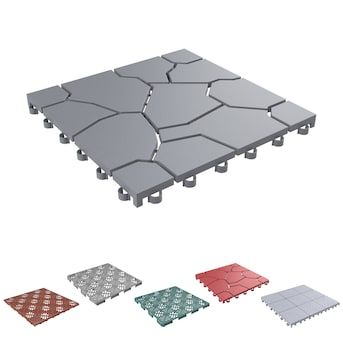 Nature Spring 0.5-in x 11.5-in-Pack Gray Stone Prefinished PVC Deck Tile in the Deck Tiles department at Lowes.com Ikea Patio Flooring Backyards, Ikea Flooring Outdoor, Inexpensive Flooring Ideas Diy, Backyard Flooring Ideas, Patio Tiles Outdoor Flooring, Cheap Patio Floor Ideas, Outdoor Flooring Ideas, Interlocking Patio Tiles, Outdoor Floor Tiles