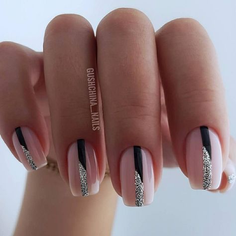 Manicured Nails, Lovely Nails, Wedding Nails Design, Bride Nails, Trim Nails, Nail Designs Glitter, Silver Nails, Elegant Nails, Dream Nails