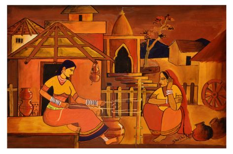 Village Composition 2D Design Colour Drawing Shashi Kant Pictorial Design Painting, Picture Composition Drawing, Pictorial Composition Painting, 2d Design Composition Painting, Village Composition, Pictorial Painting, 2d Design Composition, Pictorial Drawing, Pictorial Composition