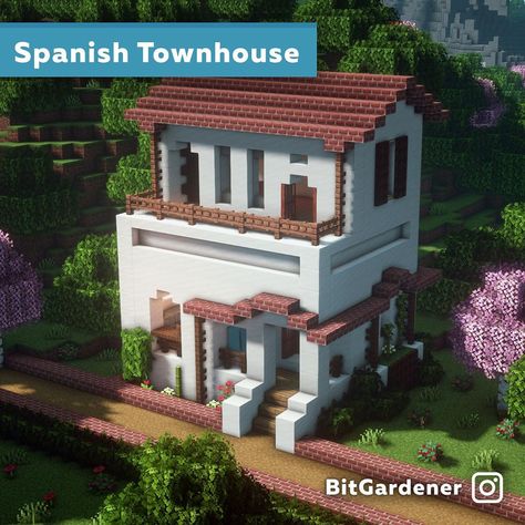 Spanish Townhouse, Minecraft Hus, Bamboo Jungle, Rumah Minecraft Sederhana, Minecraft Mansion, Minecraft Structures, Minecraft Interior Design, Minecraft House Plans, Bangunan Minecraft