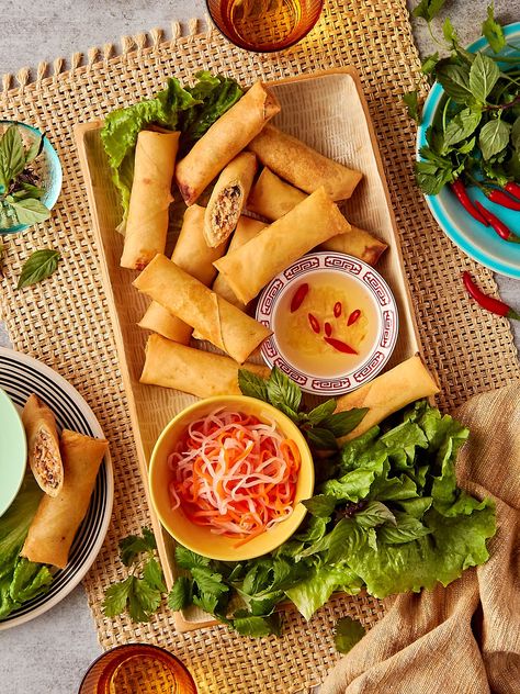 Authentic Vietnamese Egg Rolls (Chả Giò) - Balance With Jess Vietnamese Rolls Recipe, Thai Fusion Food, Vietnamese Rolls, Vietnamese Egg Rolls, Chocolate Chip Marshmallow Cookies, Homemade Egg Rolls, Vietnamese Pork, Pork Egg Rolls, Pickled Carrots