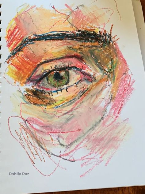 Gcse Art Sketchbook, Eye Drawing Tutorials, Drawing Eyes, Sketch Videos, Oil Pastel Paintings, Pastel Portraits, Oil Pastel Art, Oil Pastel Drawings, Art Pastel