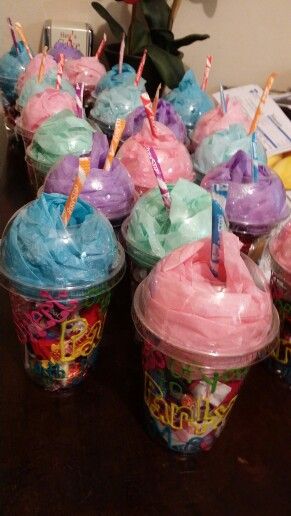 Candyland Goodie Bags, Birthday Snack Ideas For School Classroom Treats Party Favors, Adult Candy Bags, Candy Birthday Favors, Dance Party Favors, Personalized Kids Cups, Candy Gifts Diy, Candy Cups, Birthday Snacks