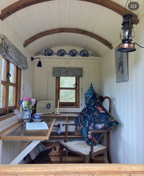 This charming little shepherd’s hut is the perfect home office Shepherds Hut Office, Hut Interior, Shepherds Hut, The Writer, Perfect Home, Glamping, Tiny House, Contact Us, Garden Design