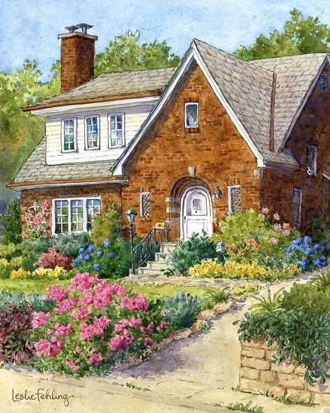 Watercolor House Painting, Watercolor House, Step By Step Watercolor, English Country Gardens, Sims Building, Sims Houses, Sims Builds, Tudor House, Artist Blog