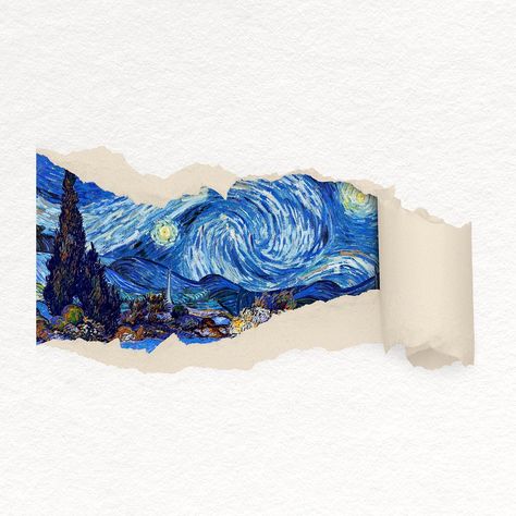 Starry Night torn paper, Van Gogh's artwork remixed by rawpixel | premium image by rawpixel.com / Adjima Van Gogh Scrapbook, Torn Paper Collage, Starry Night Background, Pen Art Work, Starry Night Painting, Vincent Van Gogh Art, Digital Collage Art, Image Paper, Paper Collage Art