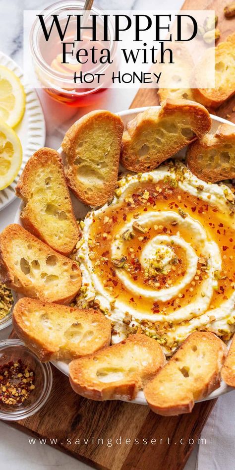 Whipped Feta with Honey Sourdough Bread Dip Recipe, Dip For Sourdough Bread, Whipped Feta With Honey, Feta And Honey, Feta With Honey, Salty Snack Recipes, Baked Feta Recipe, Gluten Free Dips, Honey Dip