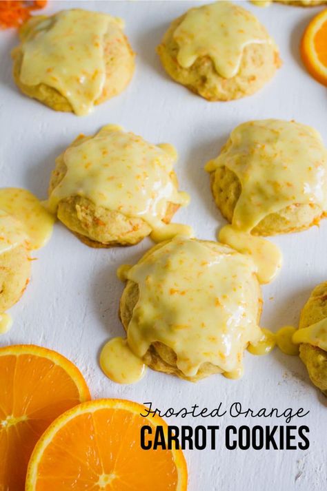 4 reviews · 30 minutes · Vegetarian · Makes 36 cookies · These Frosted Carrot Orange Cookies are a favorite cookie that my Mom made for me. It's a cake like cookie with a citrus frosting. Yum! Orange Carrot Cookies, Carrot Cookies With Orange Glaze, Appetizers From Around The World, Carrot Cookies Recipe, List Of Desserts, Peach Cookies, Orange Icing, Carrot Cookies, Orange Frosting