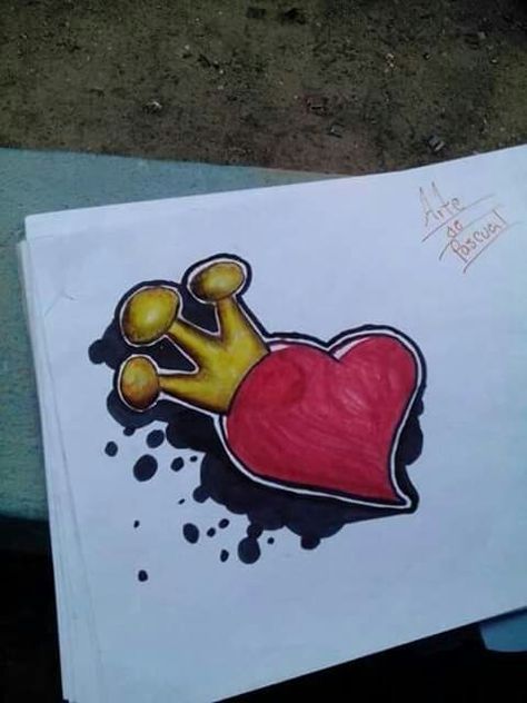 Dibujo de un corazon  con corona Graffiti Heart, Uzumaki Naruto, Beautiful Images, Graffiti, Sketch Book, Drawings, Art