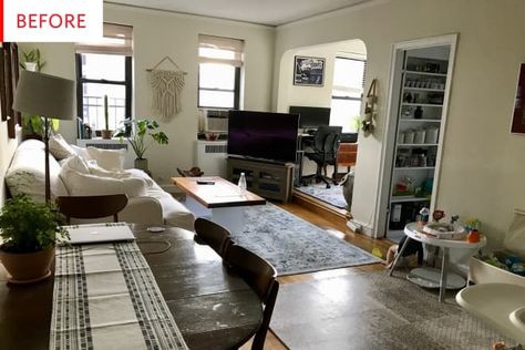 Before & After: This Cleverly Rearranged One-Bedroom Is Everything Apartment Therapy Stands For Apartment Therapy Living Room, Room Arrangement Ideas, Furnitur Ruang Keluarga, Living Room Arrangements, Small Home Offices, Small Living Room Decor, Small Apartment Living, House Design Photos, Livingroom Layout