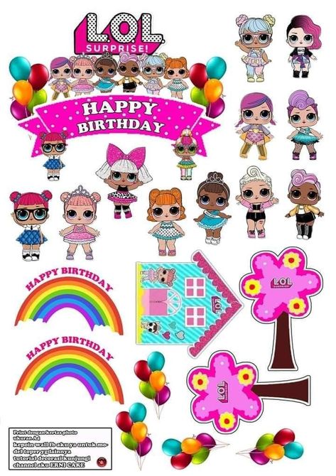 Lol Toppers Printables, Topper Lol, Sweet Birthday Cake, Lol Doll Cake, Doll Backgrounds, Doll Birthday Cake, Doll Cake Topper, My Little Pony Cake, Paris Birthday Parties