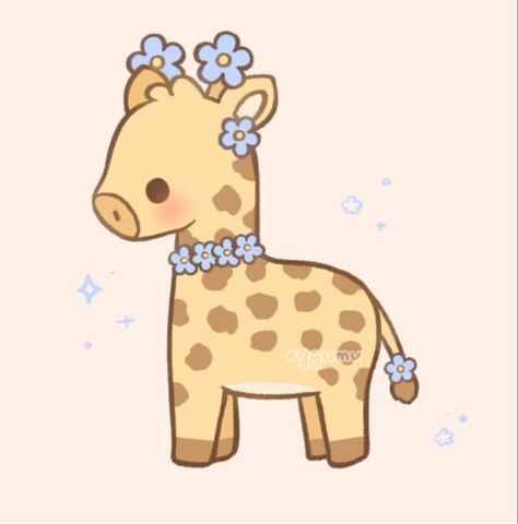 Cute Giraffe Drawing, Giraffe Drawing, Giraffe Illustration, Cute Dog Drawing, Giraffe Art, Cute Giraffe, Cute Animal Drawings Kawaii, Kawaii Chibi, Cute Kawaii Drawings