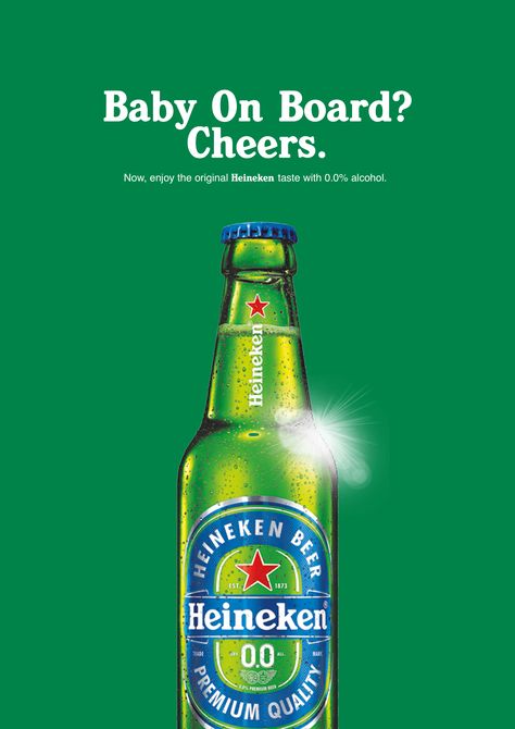 Print advertisement created by Miami Ad School, Germany for Heineken, within the category: Alcoholic Drinks. Drink Poster Design, Drinks Advertising, Beer Spa, Heineken Beer, Beverage Poster, Beer Label Design, Low Alcohol Drinks, Non Alcoholic Beer, Beer Advertising