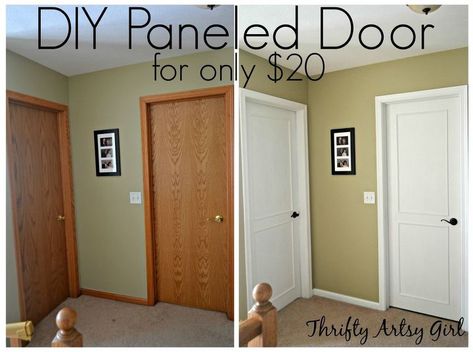 Panel Doors Diy, Diy Panel Door, Do It Yourself Decoration, Door Makeover Diy, Closet Door Makeover, Interior Design Minimalist, Hollow Core Doors, Door Diy, Diy Makeover