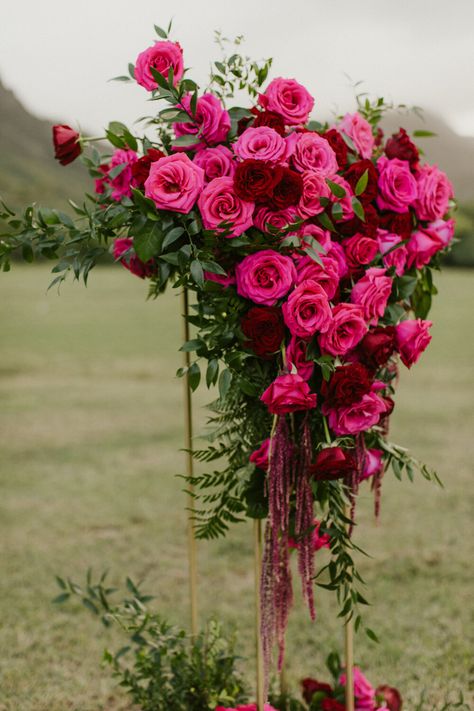 Hot Pink Wedding Flowers, Kona Wedding, Fuschia Wedding, Raspberry Wedding, Magenta Wedding, Modern Elopement, Fuchsia Wedding, Hot Pink Weddings, Jewel Tone Wedding