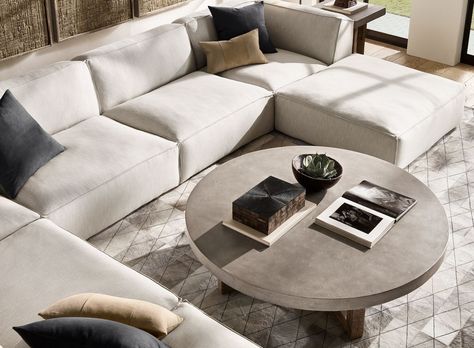 Loving this new collection by @kellyhoppen for Restoration Hardware. #RH #RestorationHardware #KHforRH #interiors Restoration Hardware Style, City Decor, Basement Living Rooms, Kelly Hoppen, Room Refresh, Furniture Vanity, Decorating With Pictures, Modular Sectional, Bath Furniture