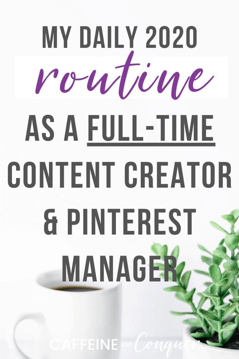 Have you ever wondered what an online entrepreneur's daily routine looks like? I'm a content creator and Pinterest Manager, and I'm opening up my 2020 daily routine with you! Click here to discover my daily routine and schedule as a full time digital entrepreneur working from home. Here are my tips and tricks to stay productive and motivated. #workfromhome #dailyroutine #routine #entrepreneur Entrepreneur Daily Routine, Content Creator Routine, Content Creator Organization, Content Creator Daily Schedule, Content Creator Schedule, Freelance Organization, Entrepreneur Schedule, Influencer Ideas, Pinterest Va