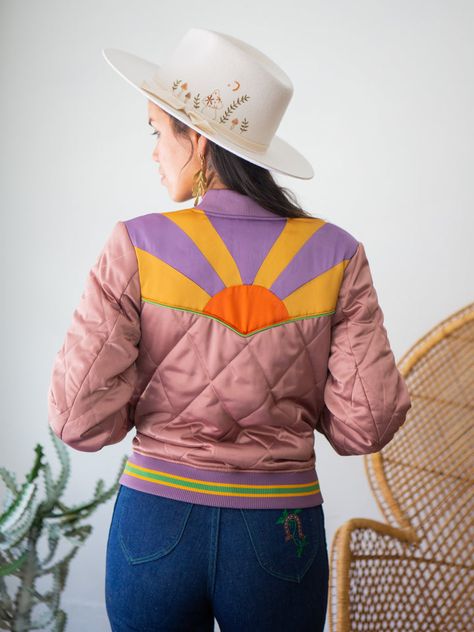 60s and 70s Vintage and Original Designs Inspired by Rock 'n' Roll Charm and the Desert Southwest Rose Jacket, Harvest Gold, Dusty Mauve, First Generation, Pink Body, Sun Designs, Lightweight Quilt, Statement Dress, 70s Style