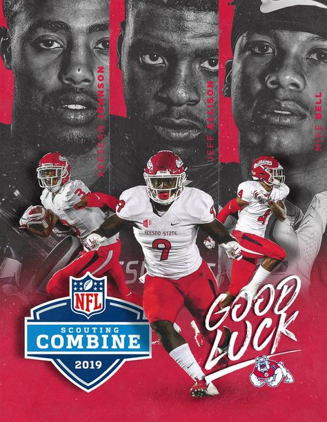 Nfl Combine Graphics, Athletic Branding, Graphic Design Sports, Nfl Combine, Sport Posters, Sport Graphics, State Posters, Sport Portraits, Fresno State