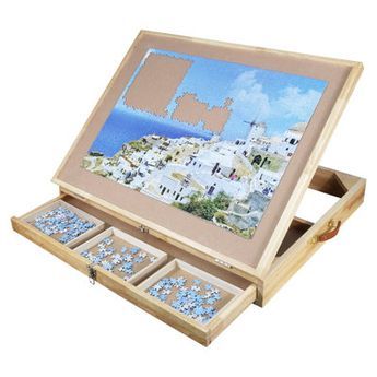 [Eases Neck and Back Strain] - 5 angles available for adjustment allows you to enjoy puzzle fun in a comfortable position. | KATIER Jumbo Wooden Jigsaw Puzzle Table, Storage Board w/ Easel, 9 Drawers & Non-Slip Felt Top For Adults & Kids, Size 5.0 H x 26.0 W in | Wayfair | Black Friday / Cyber Monday Deals 3d Wood Puzzles, Jigsaw Table, Jigsaw Puzzle Table, Puzzle Table, Puzzle Frame, Diy Puzzles, Wooden Jigsaw Puzzles, Wood Puzzles, Wooden Jigsaw