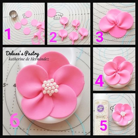 How To Make Fondant Flowers Easy, How To Make Flowers With Fondant, Fondant Flowers On Cake, Fimo Flowers Tutorial, How To Make Fondant Flowers Tutorials, Fondant Flower Tutorial Step By Step, How To Make Fondant Flowers, Fondant Flowers Tutorial, Easy Fondant Flowers