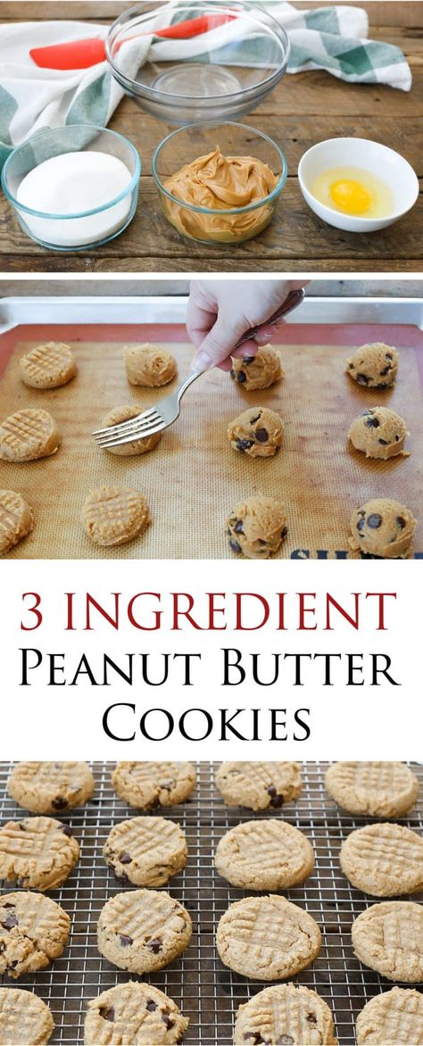 Three Ingredient Peanut Butter Cookies are so simple, you can make them in minutes! get the easy recipe at barefeetinthekitchen.com Three Ingredient Peanut Butter Cookies, 3 Ingredient Peanut Butter Cookies, Diy Cookies, Baked Desserts, 3 Ingredient Recipes, Dessert Simple, Easy Bake, Easy Cheesecake Recipes, Butter Cookies Recipe