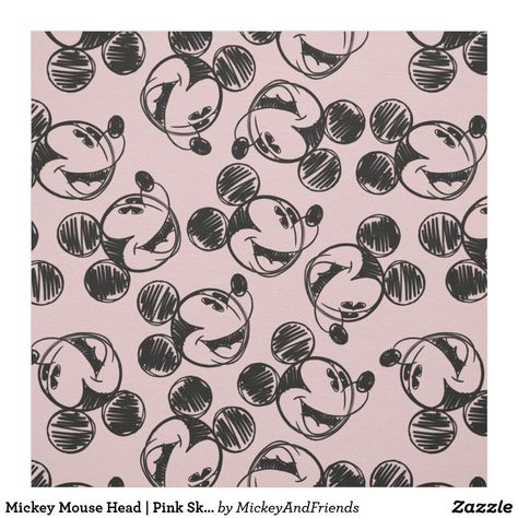 Pink Sketch, Mickey Mouse Gifts, Sketch Pattern, Mickey Mouse Head, Mouse Print, Pattern Fabric, Eco Friendly Fabric, Consumer Products, Pigment Ink