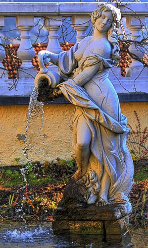 water bearer | water bearer | Flickr - Photo Sharing! Water Bearer Art, Water Bearer Tattoo, Launch Video, The Water Bearer, New England Garden, Formal Garden Design, Water Bearer, Fountain Design, Cement Art