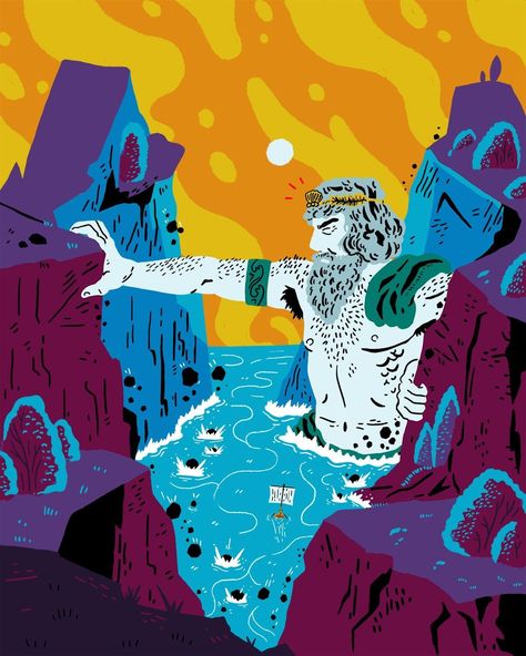 Poseidon, God of the sea by Dan Nelson 

#editorialillustrator #editorialillustration #illustration #greekmyth #greekmythology #mythology #myth #poseidon #greek #greece #sea #ocean #jason #jasonandtheargonauts #greekhero #legend #folklore #ancientgreece #mediterranean #digitalart Poseidon Illustration, Poseidon God Of The Sea, Poseidon God, Greece Sea, Jason And The Argonauts, Ocean Illustration, Greek Heroes, Greek Myths, Sea Ocean