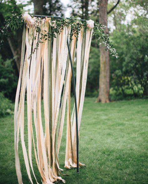 ribbon ceremony backdrop … Backyard Wedding Ceremony Backdrop, Bohemian Backyard Wedding, Ribbon Backdrop, Bohemian Backyard, Romantic Backyard, Backyard Wedding Decorations, Backyard Wedding Ceremony, Wedding Ceremony Backdrop, Wedding Ribbon