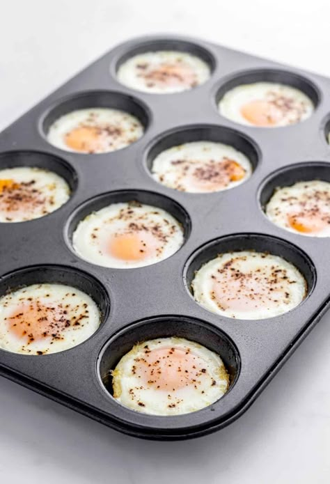 How to Bake Eggs in A Muffin Tin {Oven Baked Eggs} Hard Boiled Eggs In Oven Muffin Tins, Oven Baked Eggs For Egg Salad, Cupcake Pan Eggs, Cupcake Eggs Breakfast, Cupcake Eggs Breakfast Muffin Pans, Cook Eggs In Muffin Tin, Cupcake Tin Eggs, Eggs In Muffin Cups, Eggs In A Muffin Tin Recipe