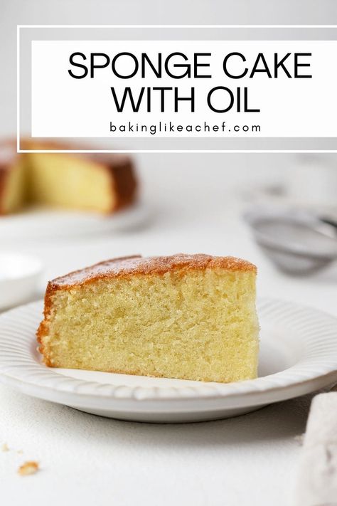 Vanilla Cake Recipe With Oil, Cakes Made With Oil, Easy Sponge Cake Recipe, Olive Oil Cake Recipe, Moist Cake Recipe, Cake Moulds, Cake Recipes At Home, Japanese Buildings, Moist Vanilla Cake