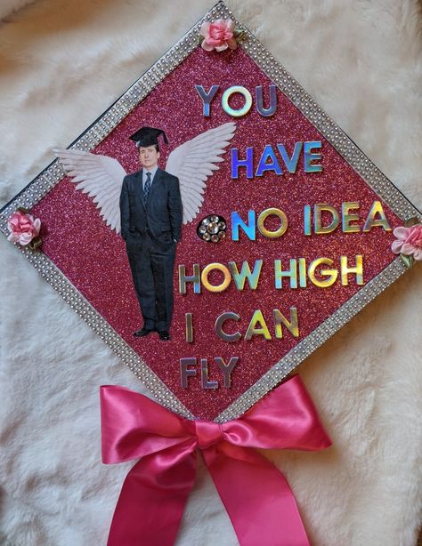 Best Graduation Cap Ideas, The Office Cap Graduation, Michael Scott Graduation Cap, The Office Graduation Cap Ideas, Graduation Cap The Office, Elvis Graduation Cap, Grad Cap The Office, Office Themed Graduation Caps, The Office Themed Graduation Caps