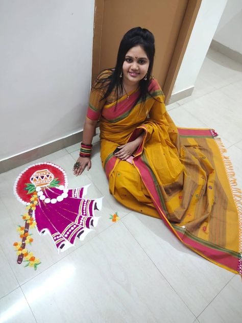 Gudhi Padwa, Padwa Rangoli, Wall Partition Design, Hindu Calendar, Special Rangoli, Rangoli Ideas, Partition Design, Partition Wall, Spring Festival