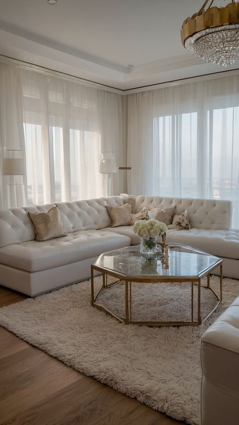 Transform your space with lavish home decor ideas that exude luxury Whether you're planning a wedding room party Christmas celebration Indian wedding birthday bash or simply revamping your living room or master bedroom these tips will inspire you Elevate your Sangreet or engagement event with stunning bedroom decor sure to impress Cream And Gold Apartment, Classy Furniture Home Decor, City Home Aesthetic, Gold Apartment Aesthetic, Classy Apartment Aesthetic, Gold And Cream Living Room, White And Gold Living Room Ideas, Gold And White Living Room, White And Gold Living Room