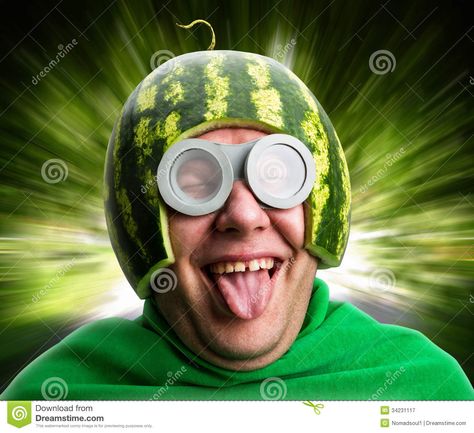 Watermelon Helmet, Watermelon Man, Food Myths, Funny Man, Myth Busted, Human Society, Weird Images, Kevin Hart, Free Advice