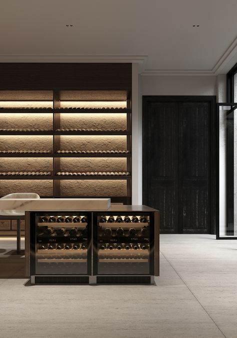 Glass Wine Cellar, Modern Luxury Interior, Liquor Shop, Cellar Design, The Marble, Tasting Table, Wine Fridge, Wine Cellar, Luxury Interior