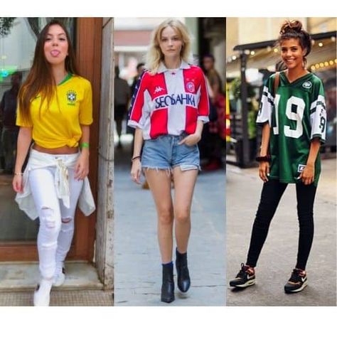 [2022]⚽20 chic ways to rock football jersey outfits for girls! Football Jersey Outfit Women Style, Football Jersey Outfit Women Summer, Football Women Outfits, Favorite Sports Team Day Outfit, How To Style A Soccer Jersey, How To Style Soccer Jersey, Football Outfits For Women Summer, Outfits For Soccer Games, Soccer Game Outfit Women Summer