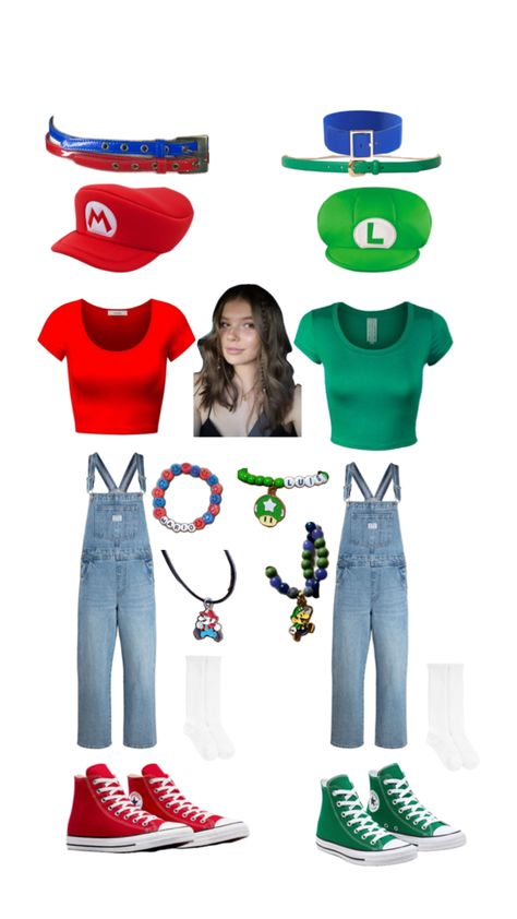 Mario And Luigi Costumes, Mario And Luigi Halloween, 2 Person Halloween Costumes, Cute Easy Halloween Costumes, Luigi Costume, Cute Group Halloween Costumes, Duo Costumes, Group Costumes, Group Halloween Costumes