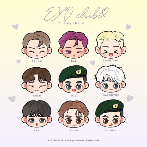 Exo Obsession Fanart, Exo Drawing, Exo Cartoon, Exo Obsession, Chanbaek Fanart, Exo Chibi Fanart, Exo Anime, Exo Stickers, V Chibi