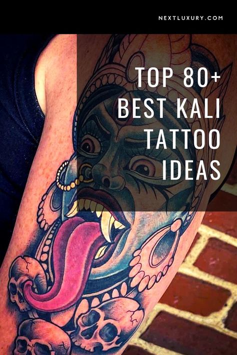 Hindu Inspired Tattoos, Kali Deity, Hindu Goddess Tattoo, Kali Symbol, Kali Goddess Tattoo, Hindu Mythology Tattoo, Goddess Kali Tattoo, Kali Tattoo Design, Kali Tattoos