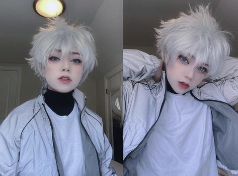 Killua Cosplay, HunterxHunter Anime Haircuts In Real Life, Killua Cosplay, Anime Haircut, Killua Zoldyck, Cosplay Tips, Cute Cosplay, Anime Cosplay, Hunter X Hunter, Face Claims