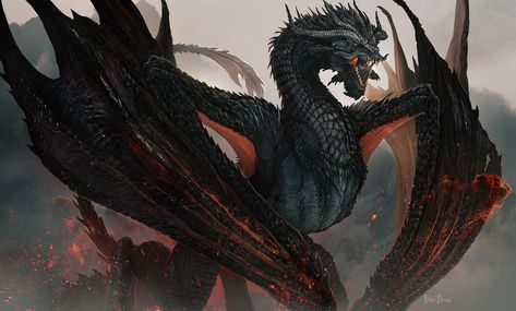 Balerion The Black Dread, Black Dreads, Got Dragons, Fire And Blood, Dragon Artwork Fantasy, Targaryen Art, Asoiaf Art, Game Of Thrones Art, Oita