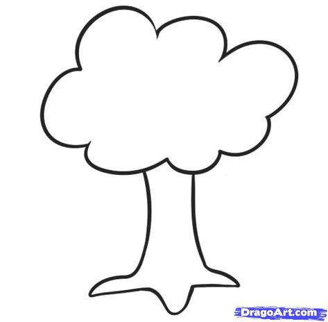 How to Draw a Tree For Kids, Step by Step, Trees, Pop Culture Apple Tree Drawing, Trees Art Drawing, Tree Drawing For Kids, Hand Art Projects, Draw A Tree, Tree Drawing Simple, Trees For Kids, Tree Outline, Family Tree Art