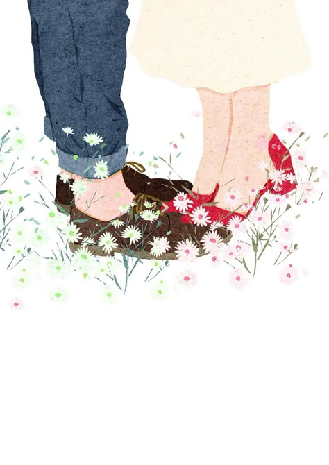 Art Love Couple, Love Illustration, Cute Couple Art, Art And Illustration, Couple Drawings, On The Ground, Girly Art, Cute Illustration, 그림 그리기