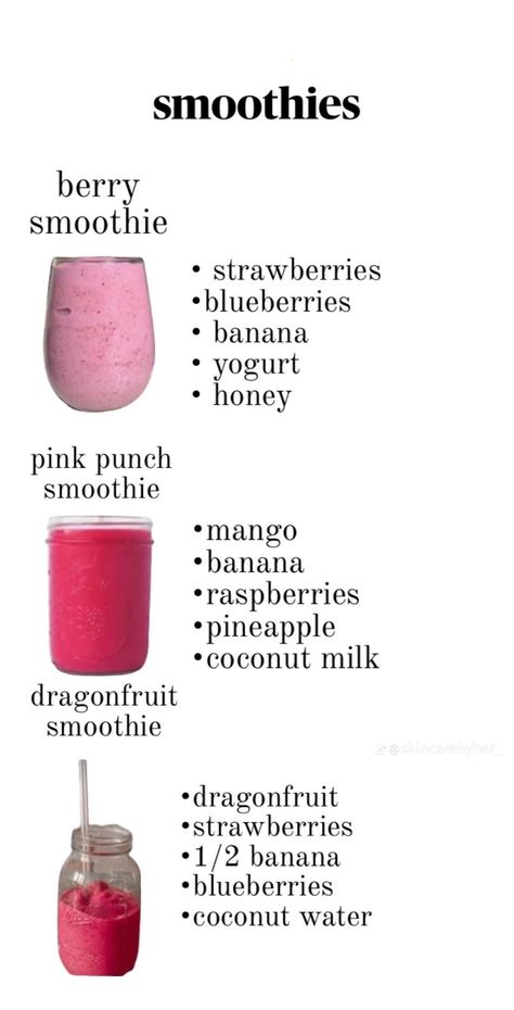 [NOT MINE] Sommer Mad, Fun Drink Recipe, Fruit Smoothie Recipes Healthy, Easy Healthy Smoothies, Smoothie Recipes Healthy Breakfast, Smoothie Drink Recipes, Makanan Diet, Healthy Food Dishes, Easy Smoothie Recipes