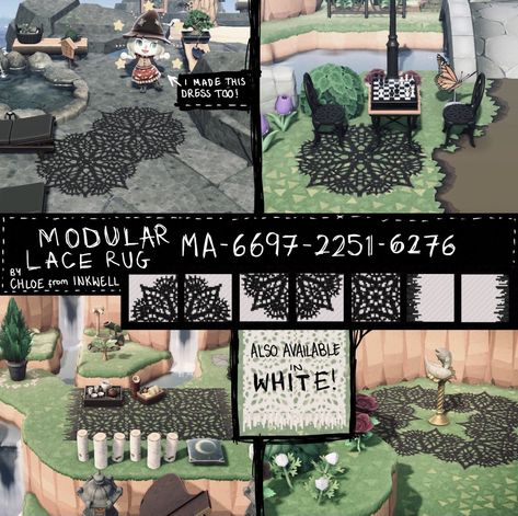 Goth Rug, Lace Rug, Spooky Island, Urban Island, Animals Crossing, Ac New Leaf, Animal Crossing Guide, Acnh Designs, Animal Crossing Qr Codes Clothes